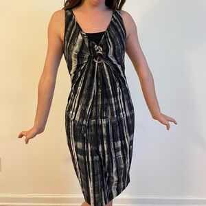 Italian black funky artistic tie dye y2k bodycon midi dress